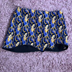 Zara Blue and Yellow Patterned Mini Skirt